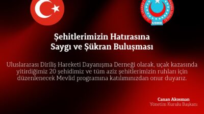 Uluslararası Diriliş Hareketi (UDH) Dayanışma Derneği Erzincan Şubesi, milletimizi derin